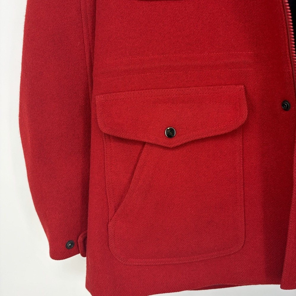 VTG 70s Lobo Pendleton Women 40 Hooded Red Wool Coat Plaid Grunge Chore Barn M - Picture 9 of 10